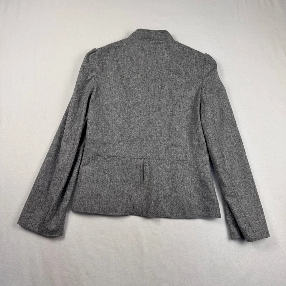 Vintage Banana Republic Jacket Women 10 Gray Wool Blend Military Puff Sleeve